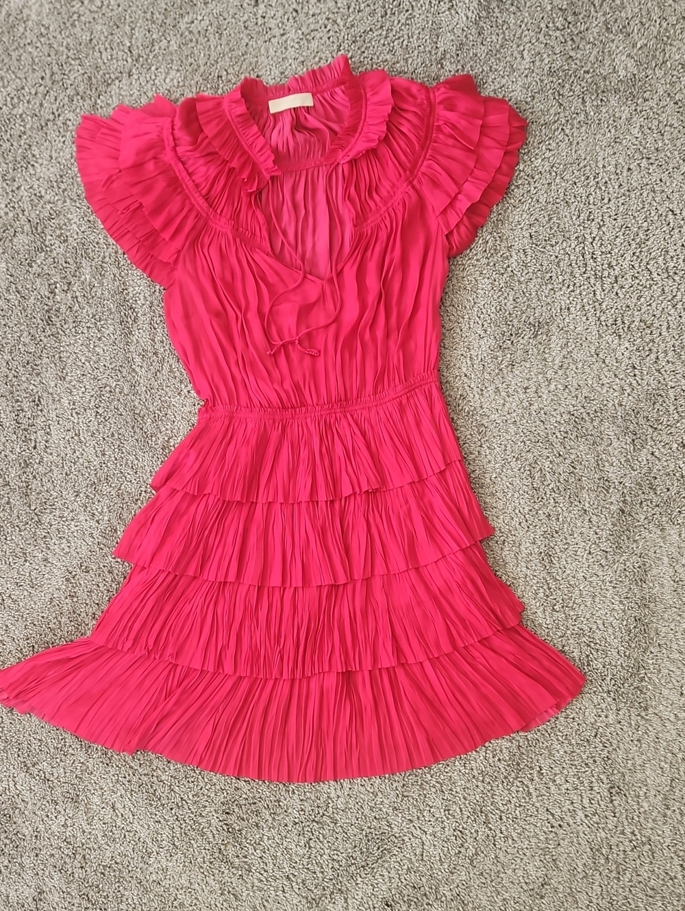 Ulla Johnson Hot Pink Ruffle Tiered Dress 4 - Picture 2 of 10